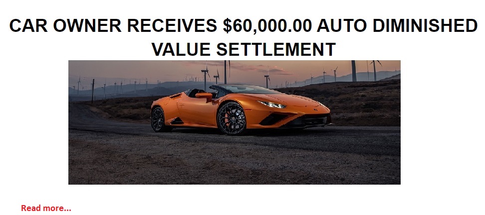 Car owner receives $60,000 settlement for Lamborghini Diminished Value